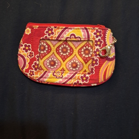 Vera Bradley Floral Paisley Coin Purse Wallet Bag - Red and Yellow - Picture 2 of 2